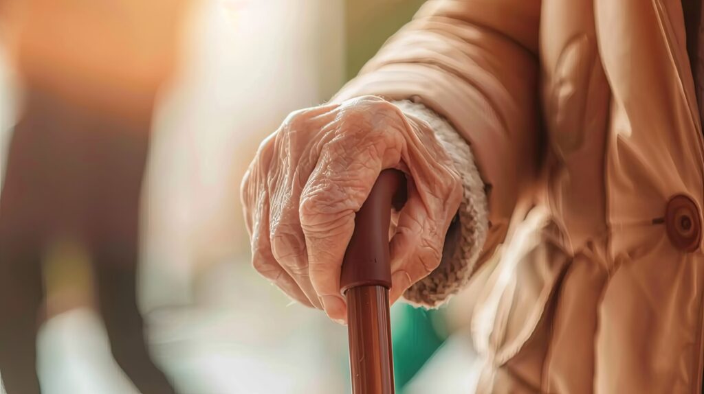 Vecteezy closeup of an elderly womans hand gripping a cane 46162433 1024x574